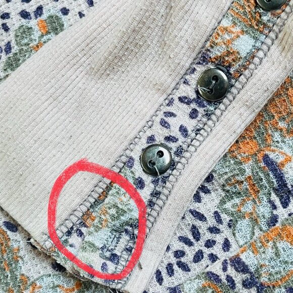 Free People Floral Button Cuff Thermal Blouse Womens Small Y2k Fairy Romantic - Picture 9 of 10